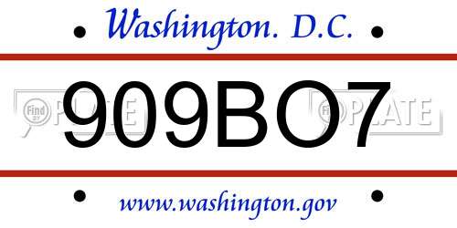 909BO7 District Of Columbia License Plate