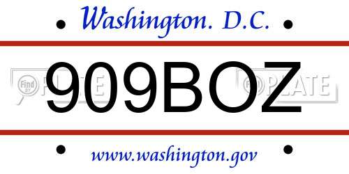 909BOZ District Of Columbia License Plate