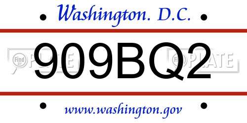 909BQ2 District Of Columbia License Plate