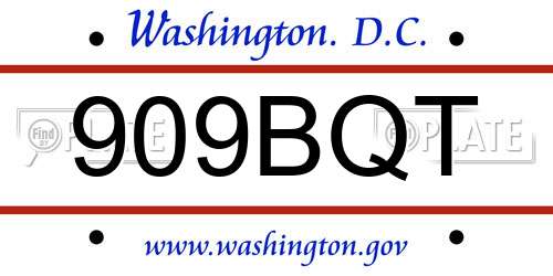909BQT District Of Columbia License Plate