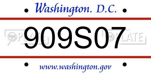 909S07 District Of Columbia License Plate