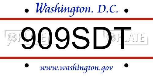 909SDT District Of Columbia License Plate