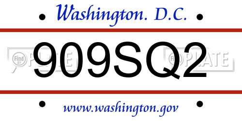 909SQ2 District Of Columbia License Plate
