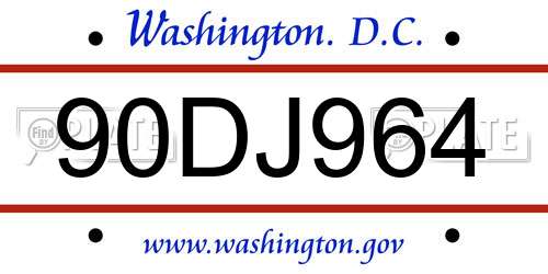 90DJ964 District Of Columbia License Plate
