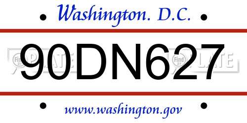90DN627 District Of Columbia License Plate