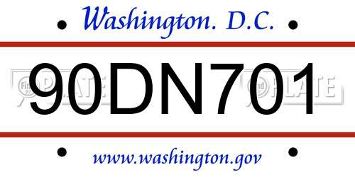 90DN701 District Of Columbia License Plate