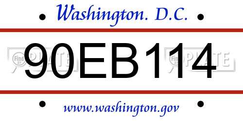 90EB114 District Of Columbia License Plate