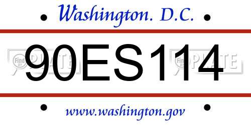 90ES114 District Of Columbia License Plate