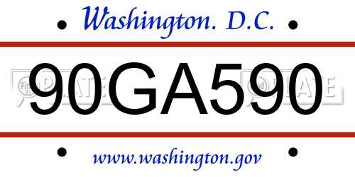 90GA590 District Of Columbia License Plate