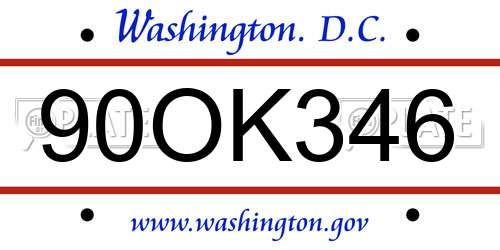 90OK346 District Of Columbia License Plate
