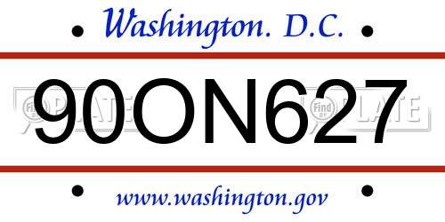 90ON627 District Of Columbia License Plate