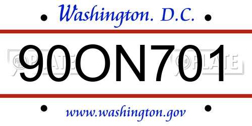 90ON701 District Of Columbia License Plate
