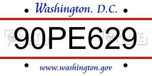 90PE629 District Of Columbia License Plate