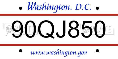 90QJ850 District Of Columbia License Plate