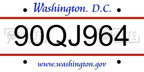 90QJ964 District Of Columbia License Plate