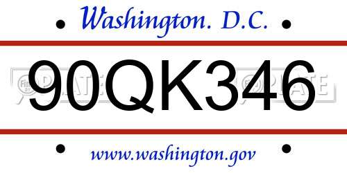 90QK346 District Of Columbia License Plate