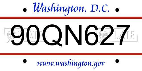 90QN627 District Of Columbia License Plate