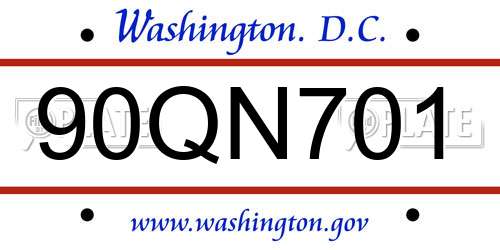 90QN701 District Of Columbia License Plate