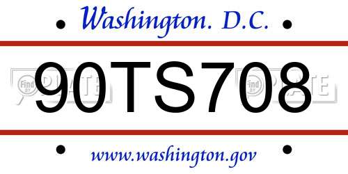 90TS708 District Of Columbia License Plate