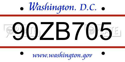 90ZB705 District Of Columbia License Plate