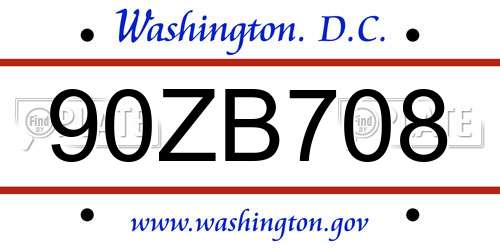 90ZB708 District Of Columbia License Plate