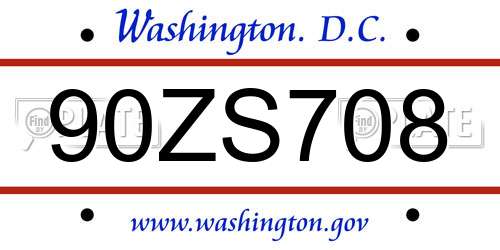 90ZS708 District Of Columbia License Plate