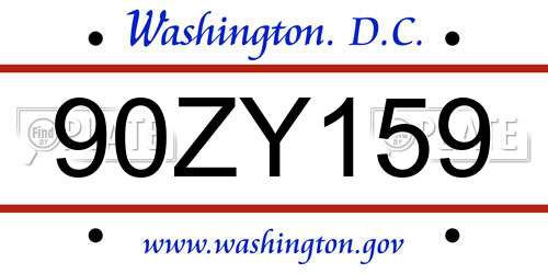 90ZY159 District Of Columbia License Plate