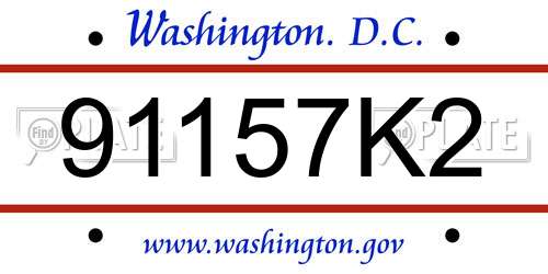 91157K2 District Of Columbia License Plate