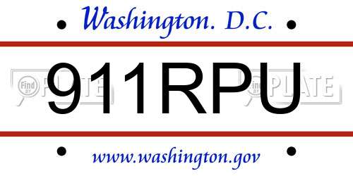 911RPU District Of Columbia License Plate