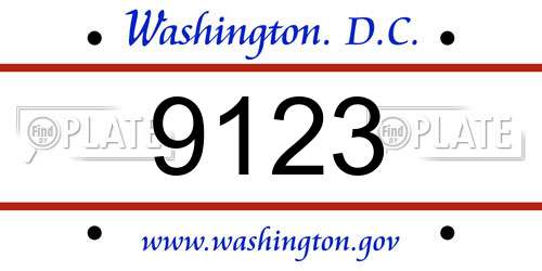 9123 District Of Columbia License Plate