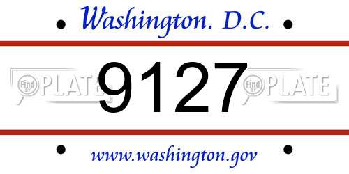 9127 District Of Columbia License Plate