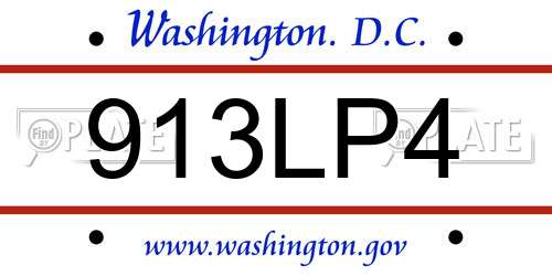 913LP4 District Of Columbia License Plate