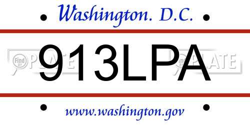 913LPA District Of Columbia License Plate