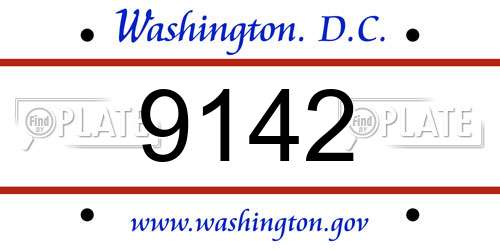 9142 District Of Columbia License Plate