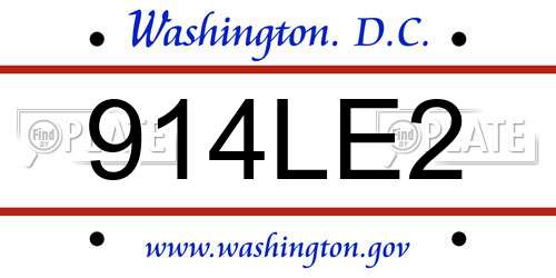 914LE2 District Of Columbia License Plate