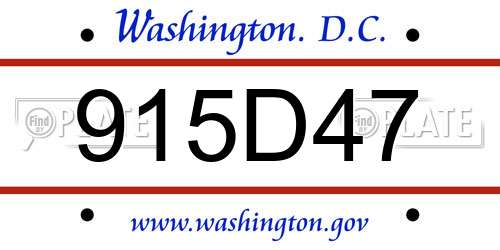 915D47 District Of Columbia License Plate