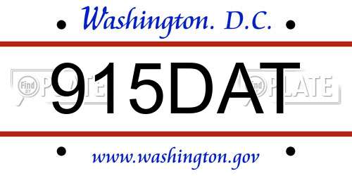 915DAT District Of Columbia License Plate