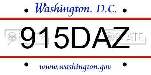 915DAZ District Of Columbia License Plate