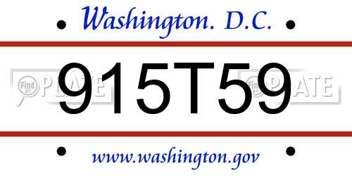 915T59 District Of Columbia License Plate
