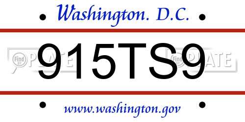 915TS9 District Of Columbia License Plate