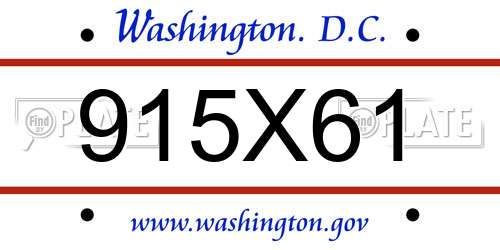 915X61 District Of Columbia License Plate