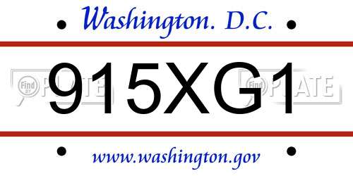 915XG1 District Of Columbia License Plate