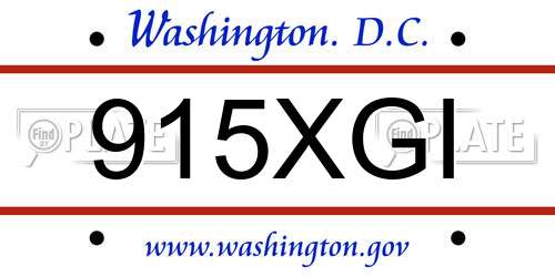 915XGI District Of Columbia License Plate