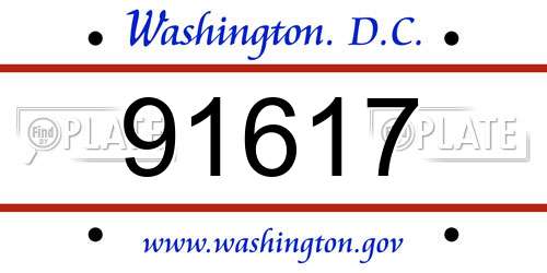 91617 District Of Columbia License Plate