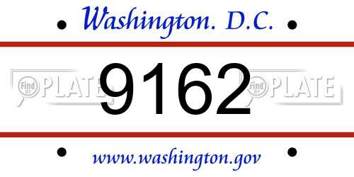 9162 District Of Columbia License Plate
