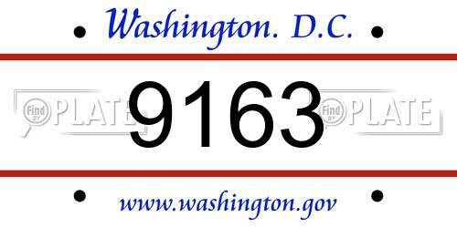 9163 District Of Columbia License Plate