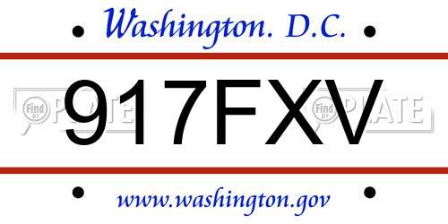 917FXV District Of Columbia License Plate