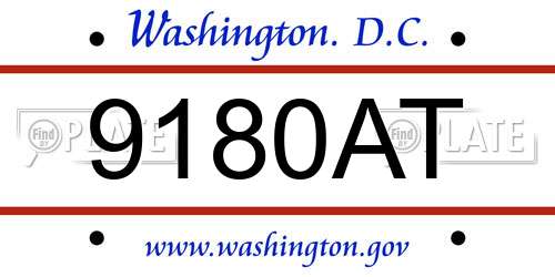 9180AT District Of Columbia License Plate