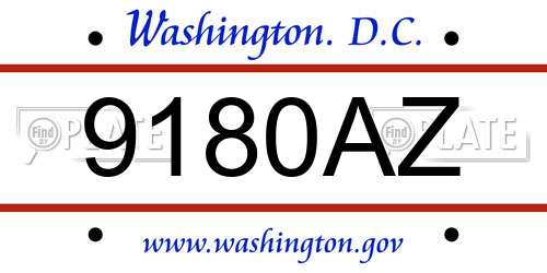 9180AZ District Of Columbia License Plate