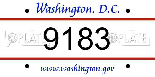 9183 District Of Columbia License Plate